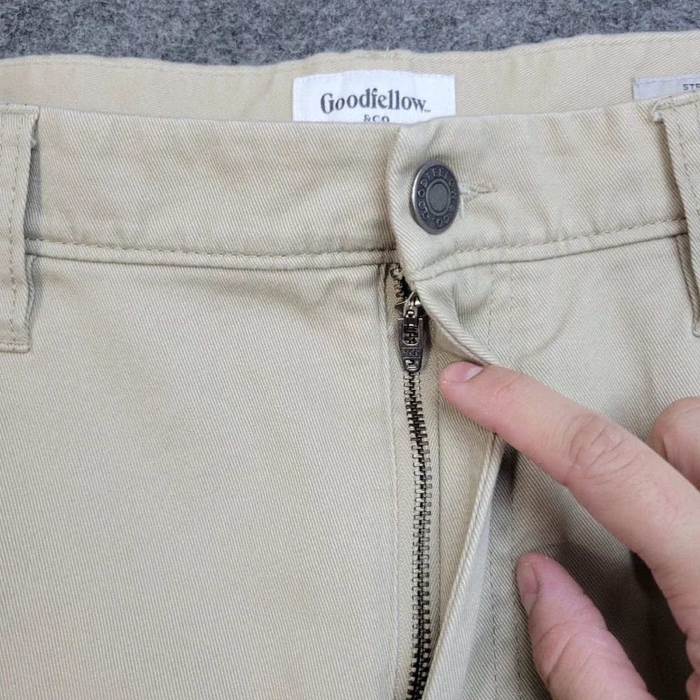Goodfellow Pants Mens 38x30‎ Tan 5 Pocket Stretch Boho Streetwear Straight Leg
